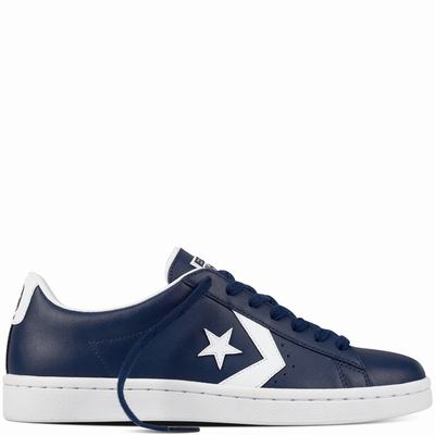 Converse Pro Leather Low Tops Mens - Navy/White/White Shoes (969NUIXV)